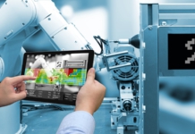 Thriving in the Manufacturing Digital Economy robot_arm_AI_tablet
