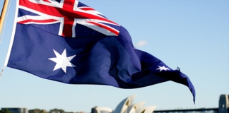 australia, flag, sydney, opera house