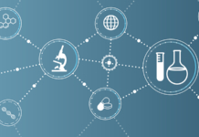 life sciences, lab tools, beaker, microscope, two-tier erp
