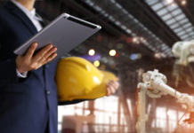 quality management, metrics, tablet, warehouse, hard hat