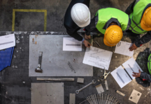 hard hats, planning, manufacturing strategies, teamwork