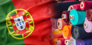 portuguese flag and bolts of fabric