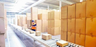 multi carrier shipping, parcel conveyor, warehouse worker